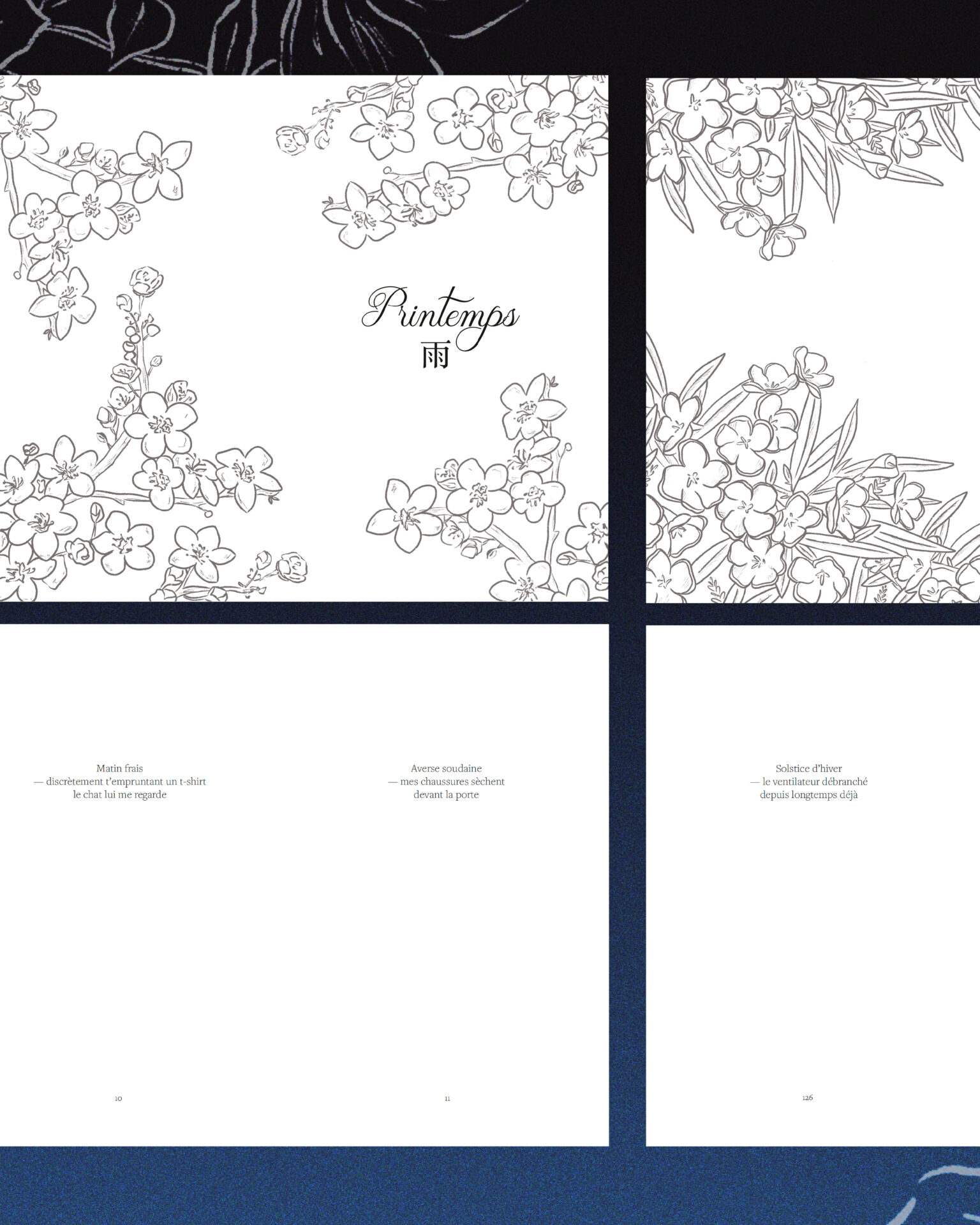 L'ombre des fleurs sur l'oreiller, Caroline Deniau, couverture et mise en page par Margot Pilet