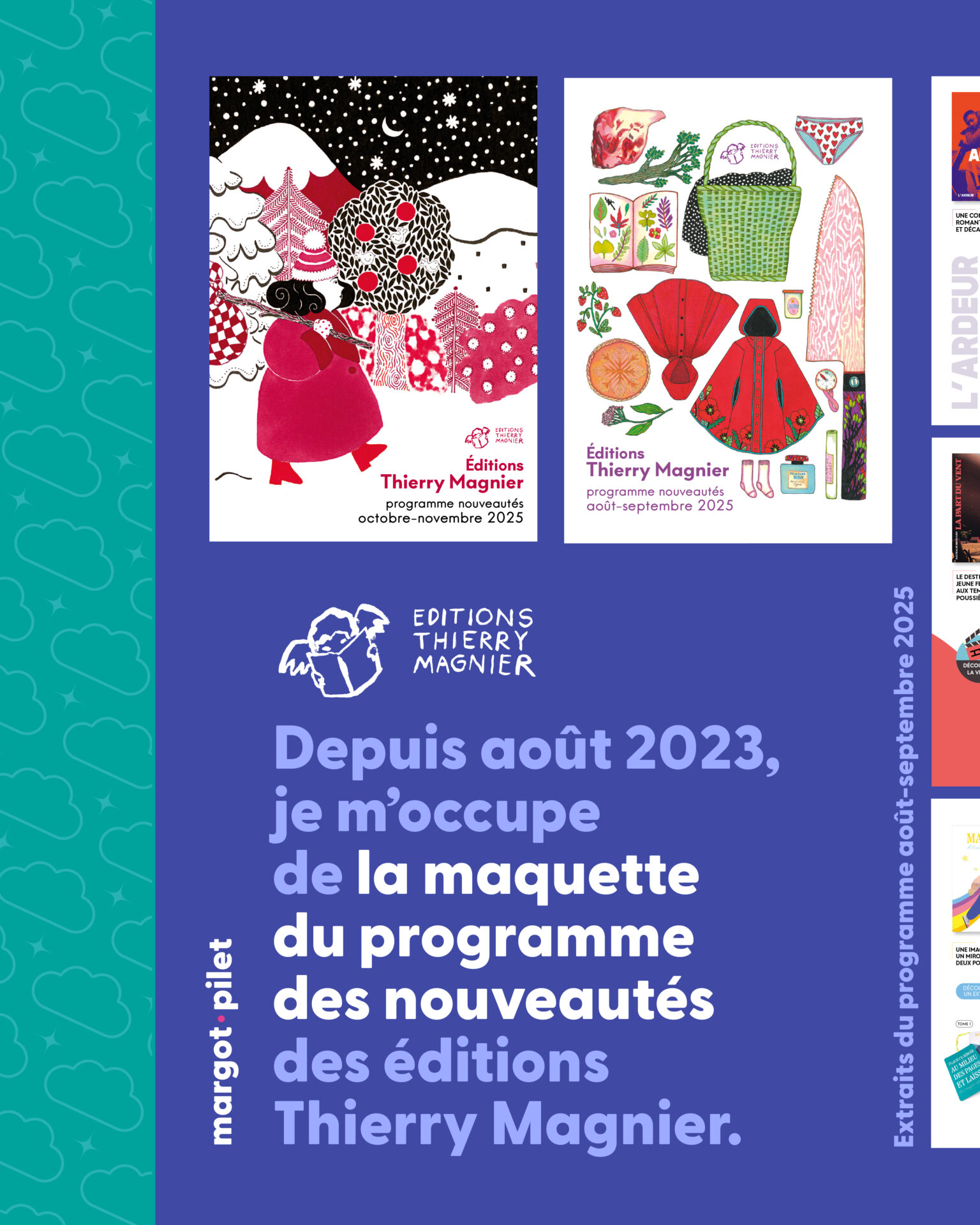 Maquette programme nouveautés éditions Thierry Magnier maquettiste Margot Pilet
