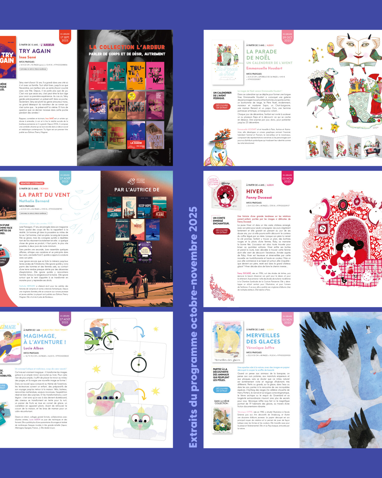 Maquette programme nouveautés éditions Thierry Magnier maquettiste Margot Pilet