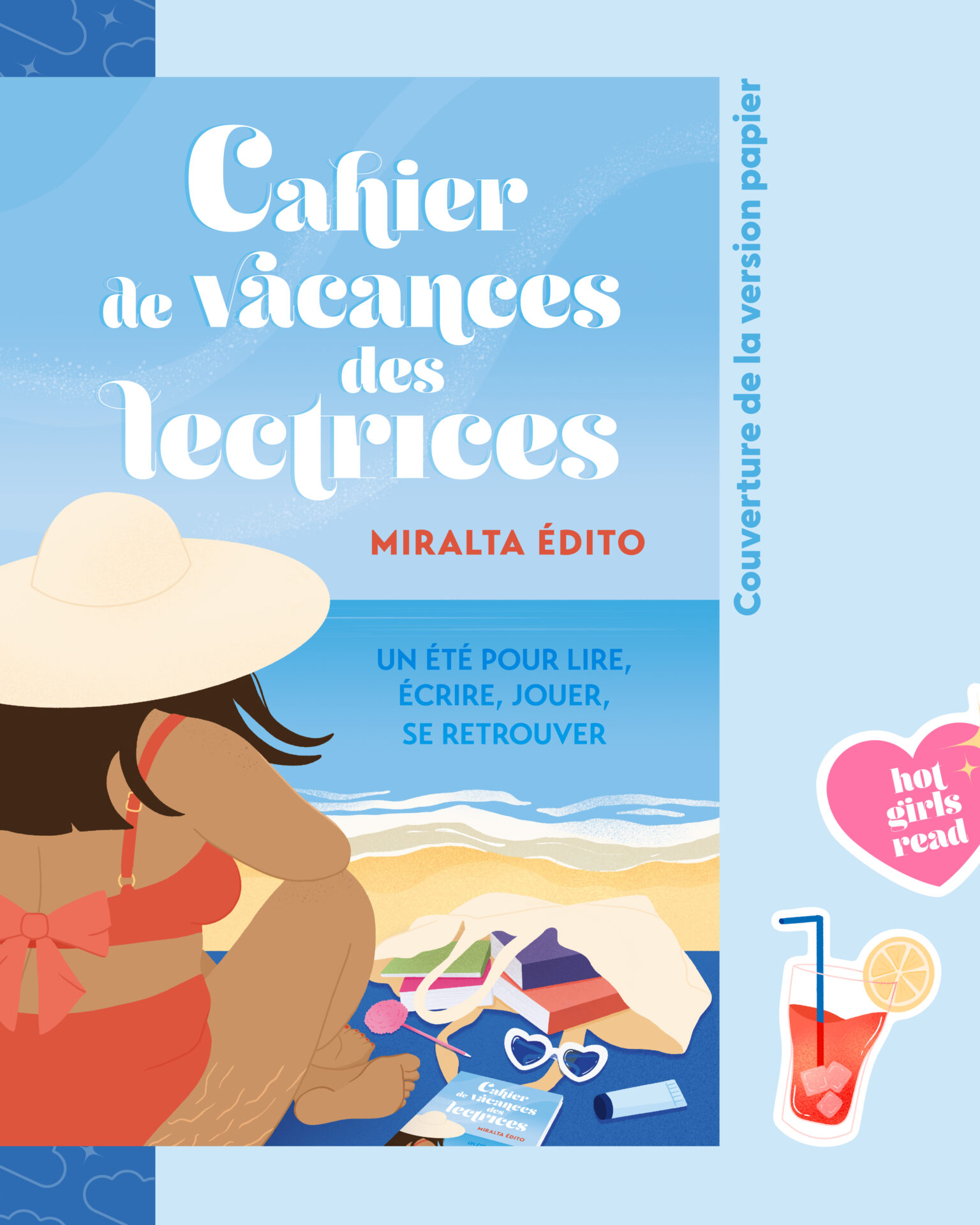 Couverture Cahier de vacances des lectrices de Miralta Edito - Illustratrice Margot Pilet
