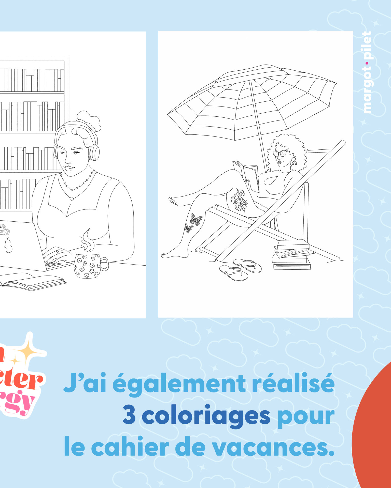 Couverture Cahier de vacances des lectrices de Miralta Edito - Illustratrice Margot Pilet
